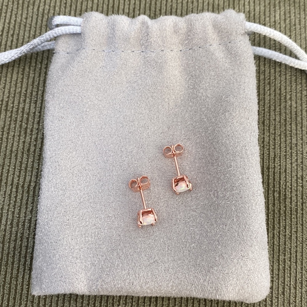 Rose gold plated opal stud earrings